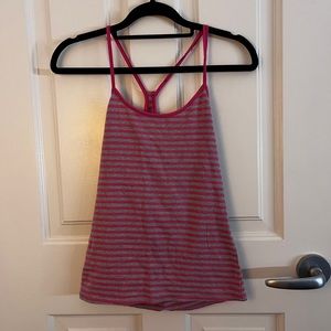 Pink Gray Striped Tank Top